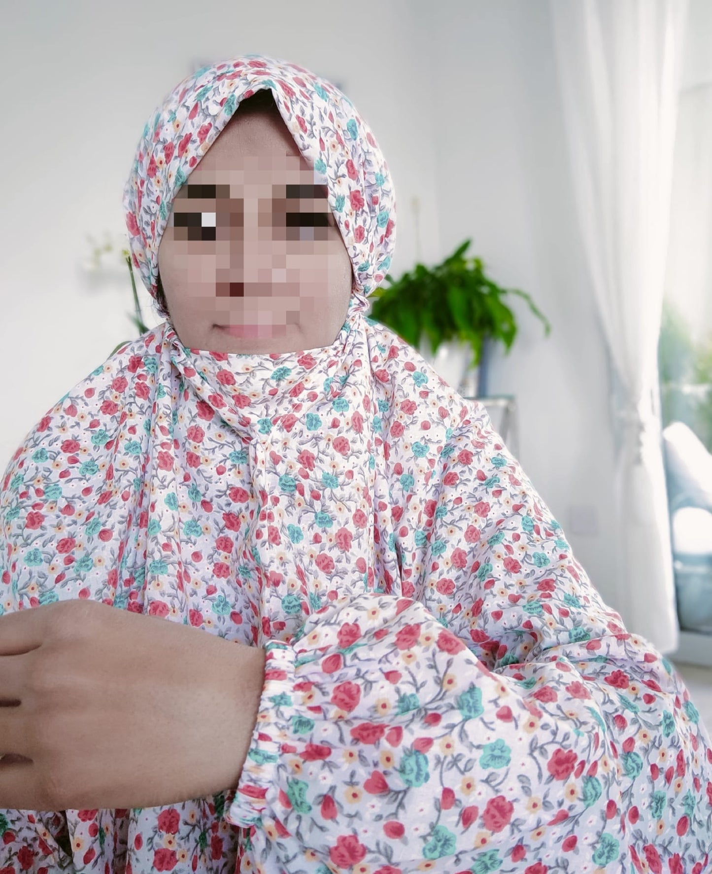 Abaya Rawda – Abaya de prière blanc fleurie