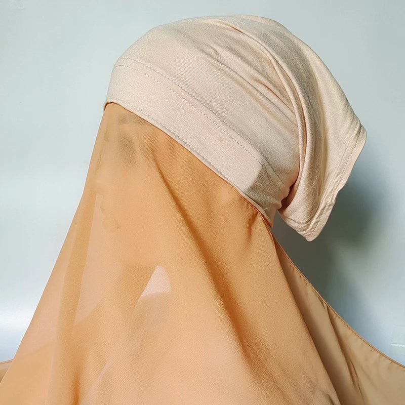 Women Muslim Chiffon Hijab With Cap Bonnet Instant Chiffon Hijabs Shawl Head Scarf Underscarf Caps Cover Headwrap - To Noor