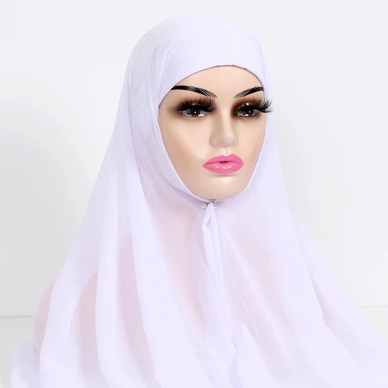 Women Muslim Chiffon Hijab With Cap Bonnet Instant Chiffon Hijabs Shawl Head Scarf Underscarf Caps Cover Headwrap - To Noor